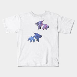 Galaxy and night sky goldfish Kids T-Shirt